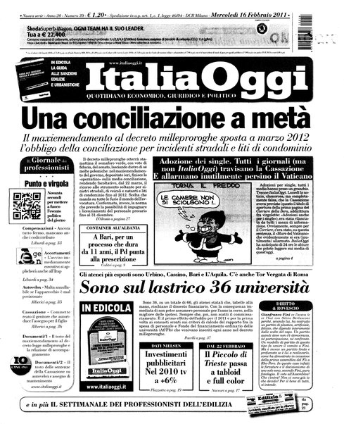 Italia oggi : quotidiano di economia finanza e politica